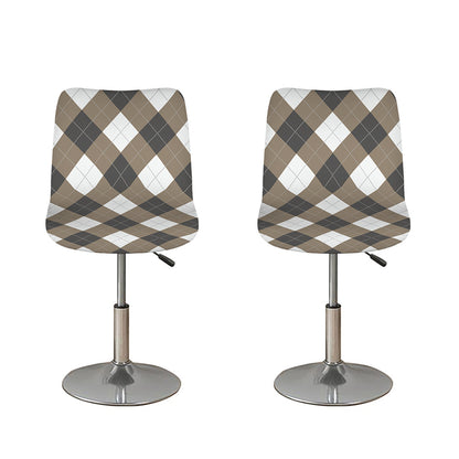 Brown And White Argyle Pattern Print Bar Stool Covers