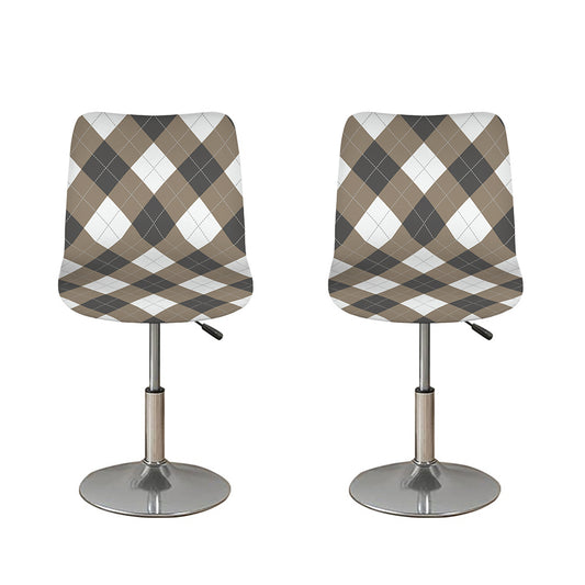 Brown And White Argyle Pattern Print Bar Stool Covers