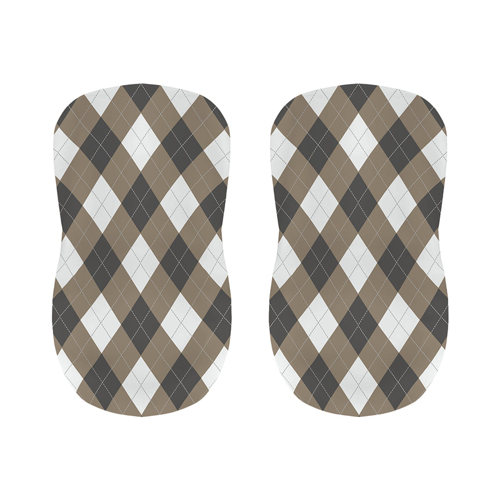 Brown And White Argyle Pattern Print Bar Stool Covers
