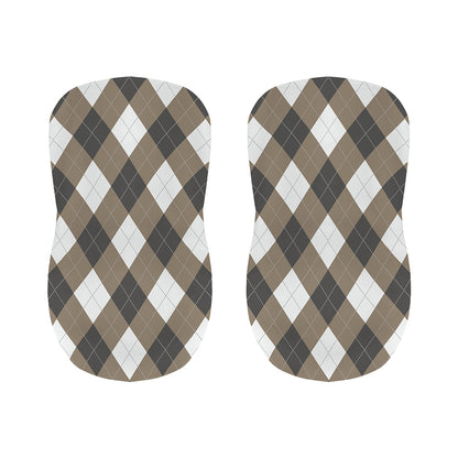 Brown And White Argyle Pattern Print Bar Stool Covers
