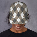 Brown And White Argyle Pattern Print Baseball Cap