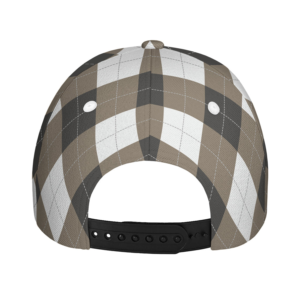 Brown And White Argyle Pattern Print Baseball Cap