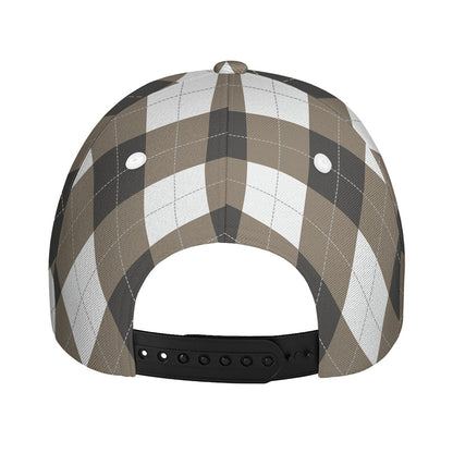 Brown And White Argyle Pattern Print Baseball Cap