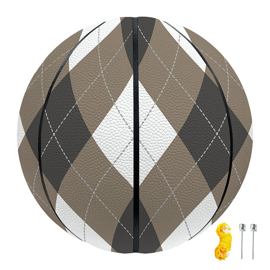 Brown And White Argyle Pattern Print Basketball