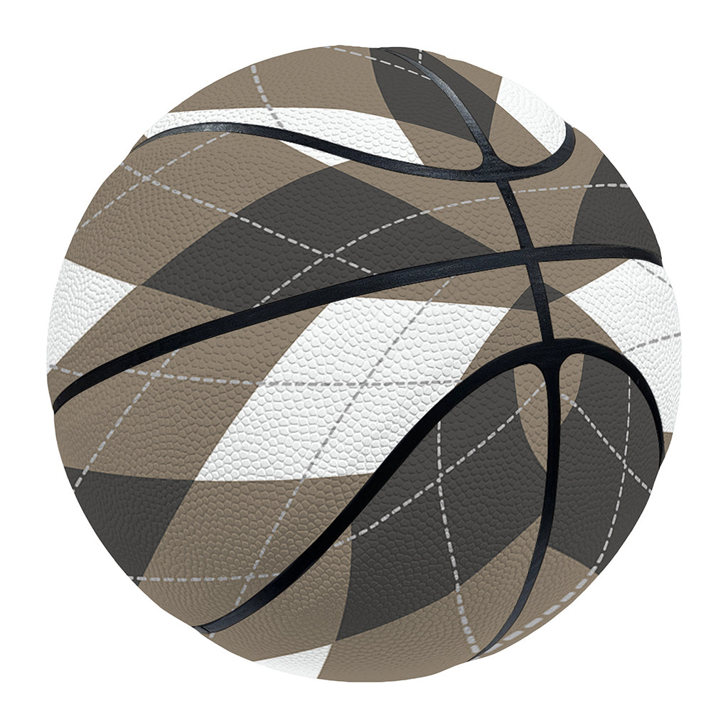 Brown And White Argyle Pattern Print Basketball