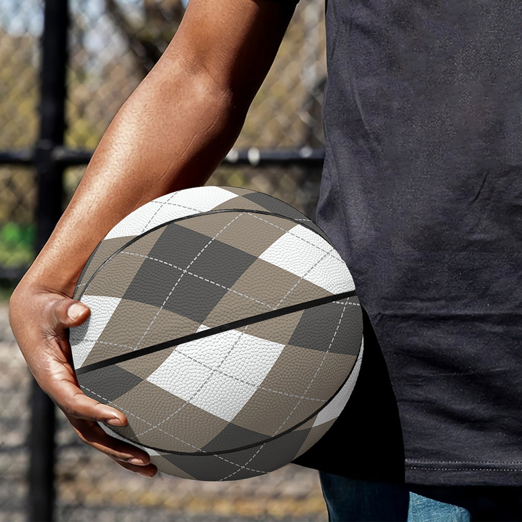 Brown And White Argyle Pattern Print Basketball