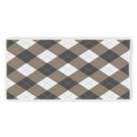 Brown And White Argyle Pattern Print Beach Towel