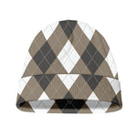 Brown And White Argyle Pattern Print Beanie
