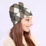 Brown And White Argyle Pattern Print Beanie