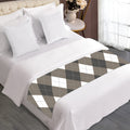 Brown And White Argyle Pattern Print Bed Runner