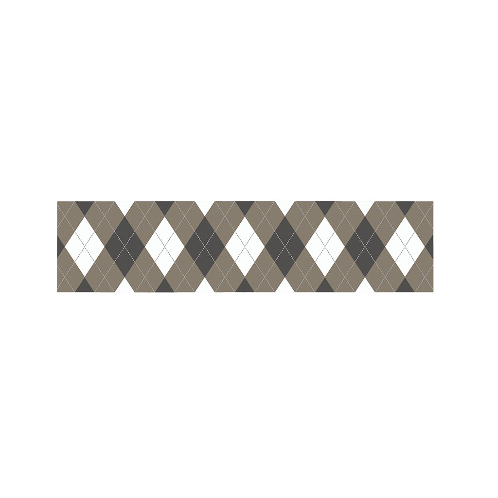 Brown And White Argyle Pattern Print Bed Runner