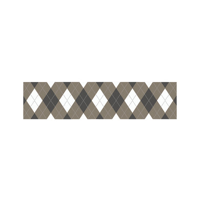 Brown And White Argyle Pattern Print Bed Runner