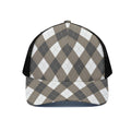 Brown And White Argyle Pattern Print Black Mesh Trucker Hat
