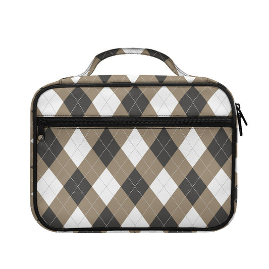 Brown And White Argyle Pattern Print Briefcase Bible Bag
