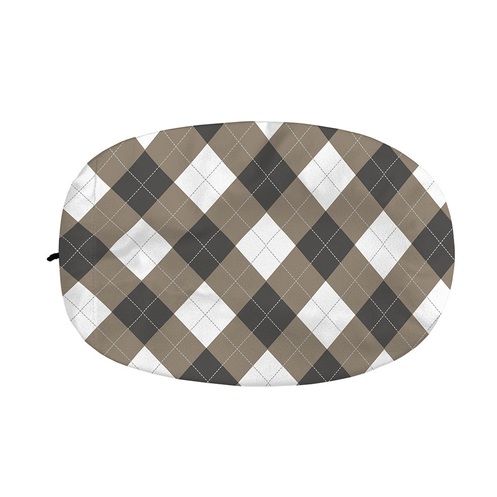 Brown And White Argyle Pattern Print Car Side Mirror Covers