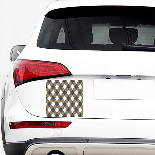 Brown And White Argyle Pattern Print Car Sticker
