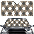 Brown And White Argyle Pattern Print Car Windshield Sun Shade