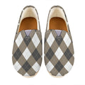 Brown And White Argyle Pattern Print Casual Shoes