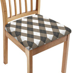 Brown And White Argyle Pattern Print Chair Cushion Cover