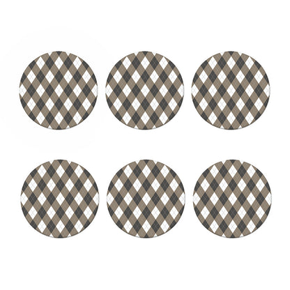 Brown And White Argyle Pattern Print Coaster Set