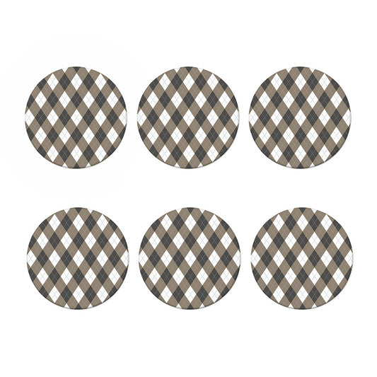 Brown And White Argyle Pattern Print Coaster Set