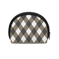 Brown And White Argyle Pattern Print Coin Purse