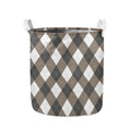 Brown And White Argyle Pattern Print Collapsible Laundry Basket