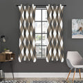 Brown And White Argyle Pattern Print Grommet Curtain Panels