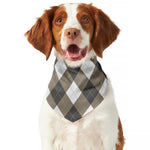 Brown And White Argyle Pattern Print Dog Bandana