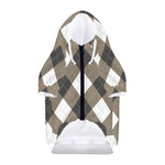 Brown And White Argyle Pattern Print Dog Zip Up Hoodie