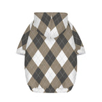 Brown And White Argyle Pattern Print Dog Zip Up Hoodie