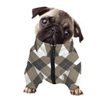 Brown And White Argyle Pattern Print Dog Zip Up Jacket