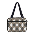 Brown And White Argyle Pattern Print Double Strap Bible Bag