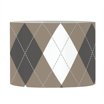 Brown And White Argyle Pattern Print Drum Lamp Shade