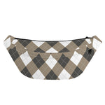 Brown And White Argyle Pattern Print Fanny Pack