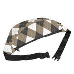 Brown And White Argyle Pattern Print Fanny Pack
