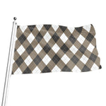 Brown And White Argyle Pattern Print Flag