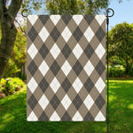 Brown And White Argyle Pattern Print Garden Flag