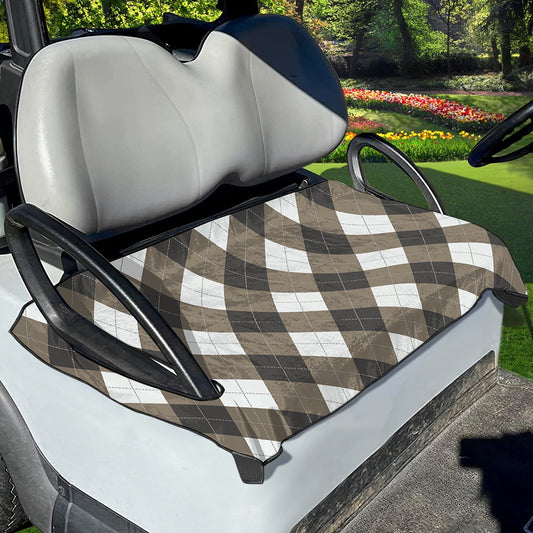 Brown And White Argyle Pattern Print Golf Cart Seat Cover