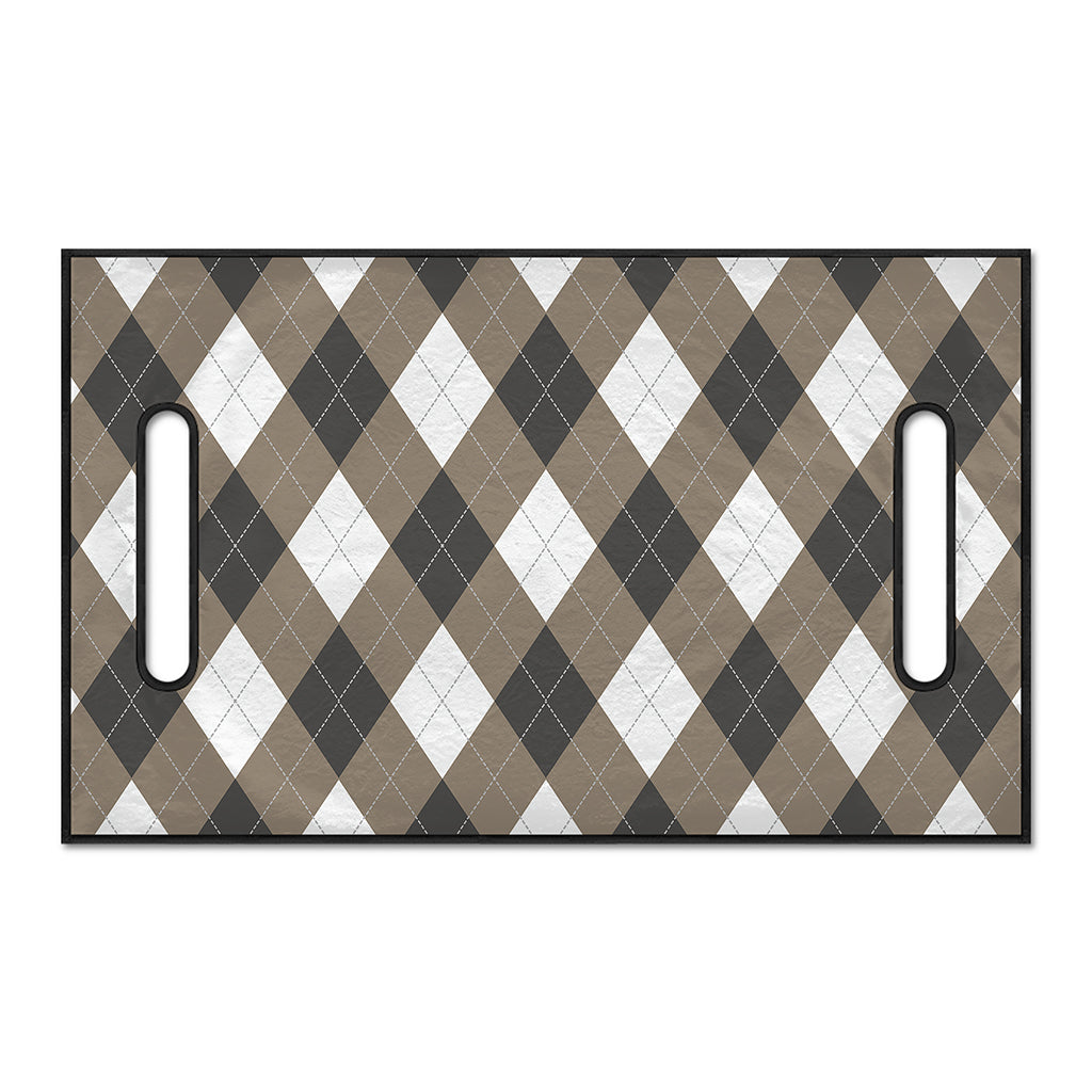 Brown And White Argyle Pattern Print Golf Cart Seat Cover