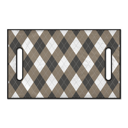 Brown And White Argyle Pattern Print Golf Cart Seat Cover