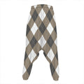 Brown And White Argyle Pattern Print Hammer Pants