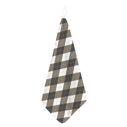 Brown And White Argyle Pattern Print Hand Towel
