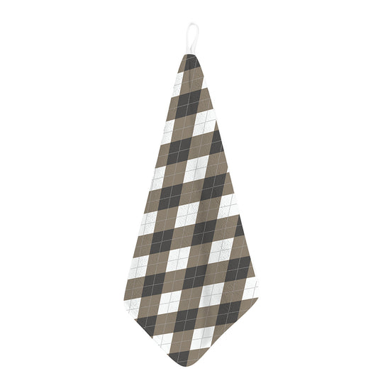 Brown And White Argyle Pattern Print Hand Towel