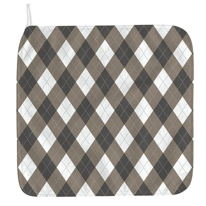 Brown And White Argyle Pattern Print Hand Towel
