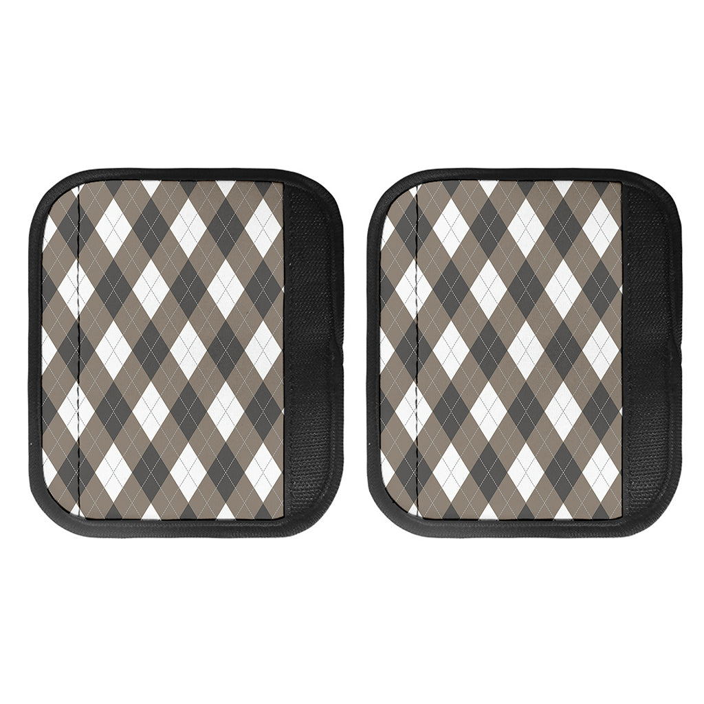 Brown And White Argyle Pattern Print Handle Covers