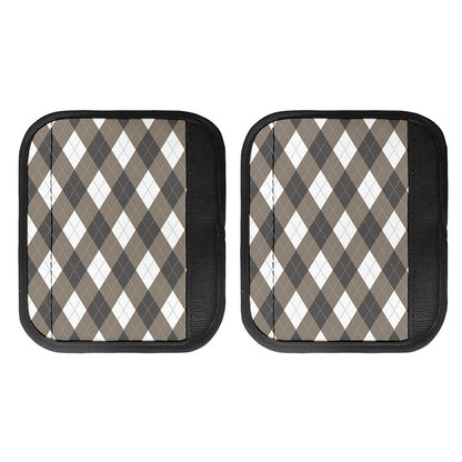 Brown And White Argyle Pattern Print Handle Covers
