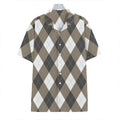 Brown And White Argyle Pattern Print Hawaiian Shirt