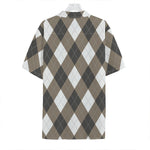 Brown And White Argyle Pattern Print Hawaiian Shirt