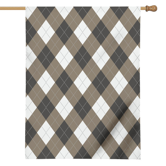 Brown And White Argyle Pattern Print House Flag